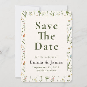 Rustic Wildflower Floral Wedding Announcement