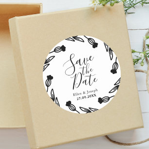 Rustic Wildflower Folk Wedding Save The Date Classic Round Sticker