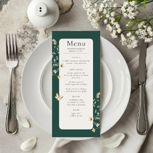 Rustic Wildflower Frame Emerald Green Wedding Menu
