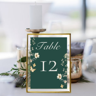 Rustic Wildflower Frame Emerald Green Wedding Table Number