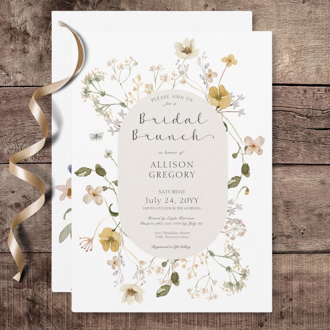 Rustic Wildflower Frame White Bridal Brunch Invitation (Rustic Wildflower Frame White Bridal Brunch Invitation)