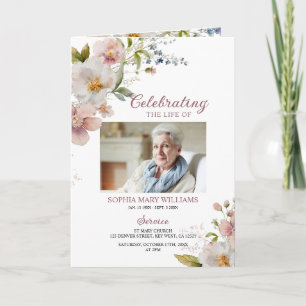 Rustic Wildflower Funeral Order of Service Program Card