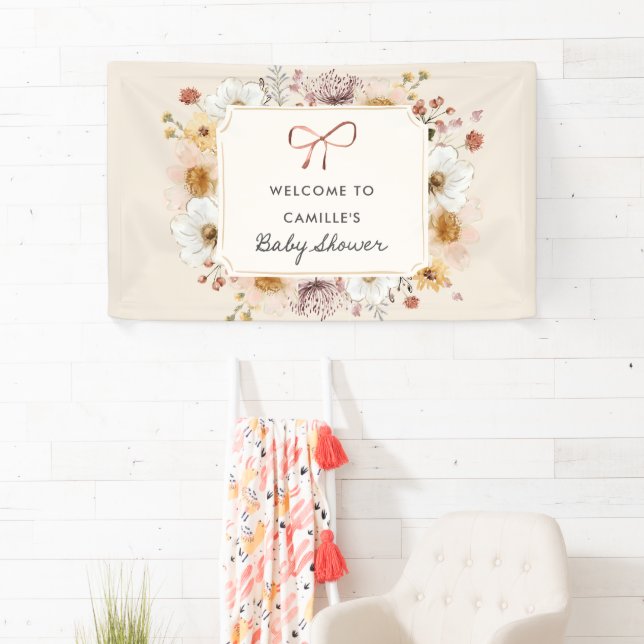 Rustic Wildflower Garden Baby Shower Banner (Insitu)