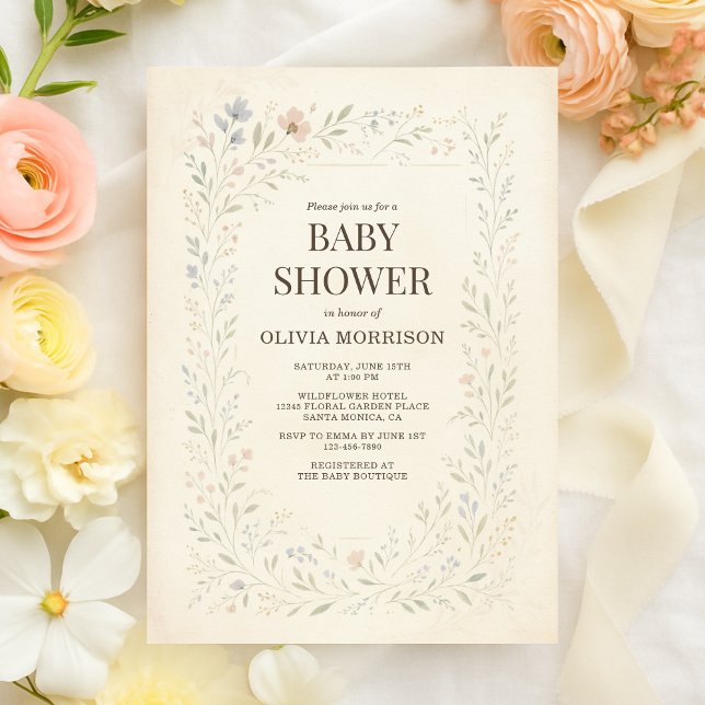 Rustic Wildflower Garden Boho Baby Shower Invitation (Creator Uploaded)
