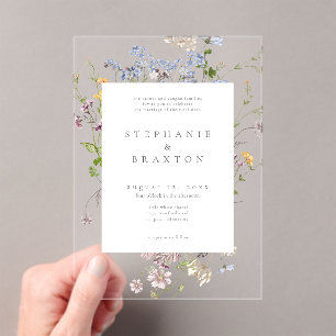 Rustic Wildflower Garden Elegant Wedding Acrylic Invitations