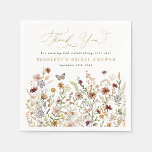 Rustic Wildflower Garden Floral Bridal Shower Napkin