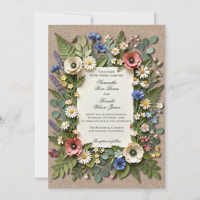 Rustic Wildflower Garden Wedding Invitation (Front)