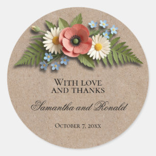 Rustic Wildflower Garden Wedding Thank You Classic Round Sticker
