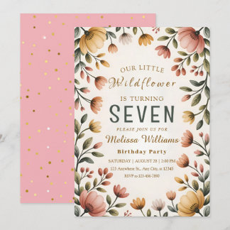 Rustic Wildflower Girl Birthday Invitation