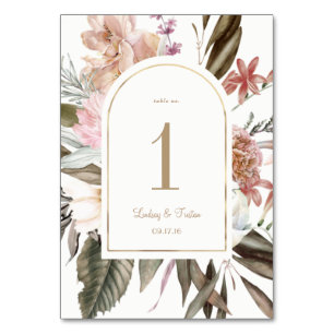 Rustic Wildflower Gold Arch Table Number