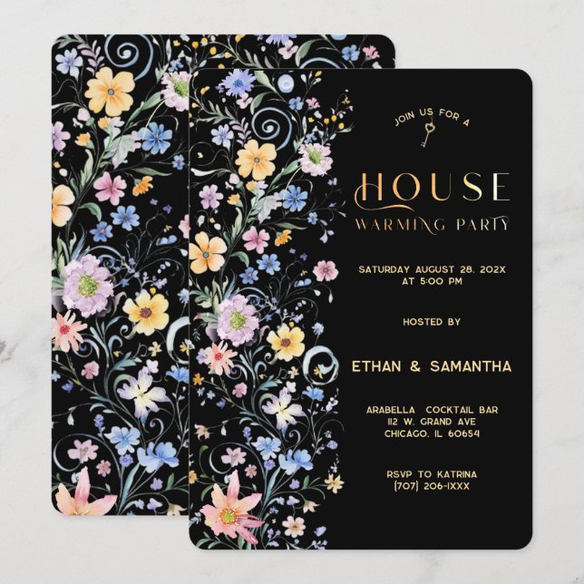 Rustic Wildflower Housewarming Party Template (Front/Back)