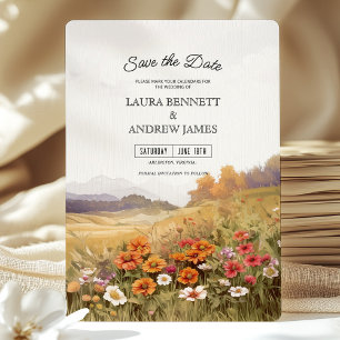 Rustic Wildflower Landscape Save the Date  Invitation