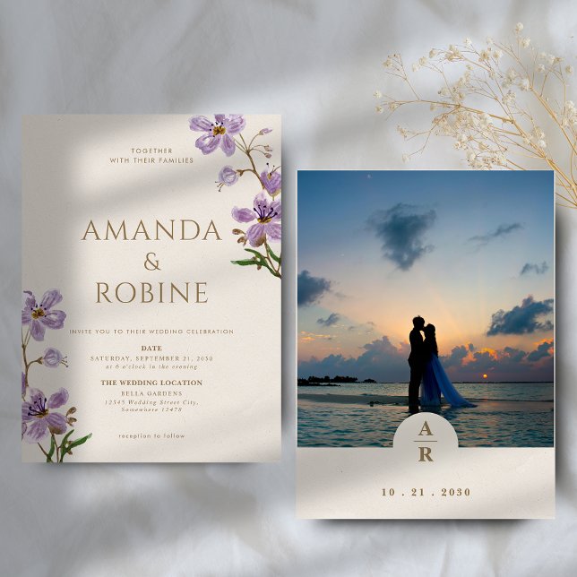 Rustic Wildflower Lavender Wedding Invitation (Creator Uploaded)
