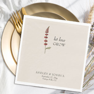 Rustic Wildflower Let Love Grow Simple Wedding Napkin