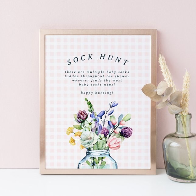 Rustic Wildflower Mason Jar Baby Sock Hunt Game Poster (Creator Uploaded)
