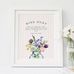 Rustic Wildflower Mason Jar Bridal Ring Hunt Game Poster