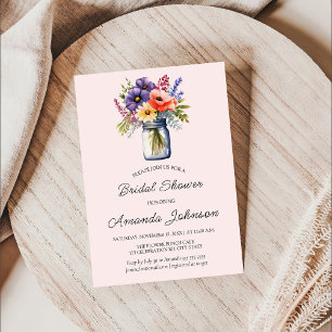 Rustic Wildflower Mason Jar Bridal Shower Invitation