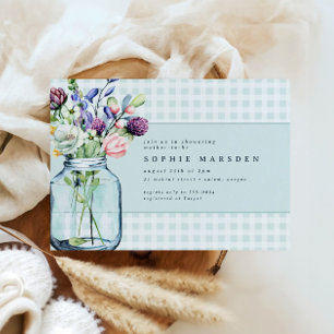 Rustic Wildflower Mason Jar Picnic Baby Shower Invitation