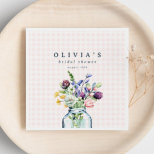 Rustic Wildflower Mason Jar Picnic Bridal Shower Napkin