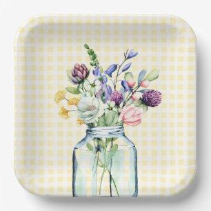 Rustic Wildflower Mason Jar Picnic Bridal Shower Paper Plate