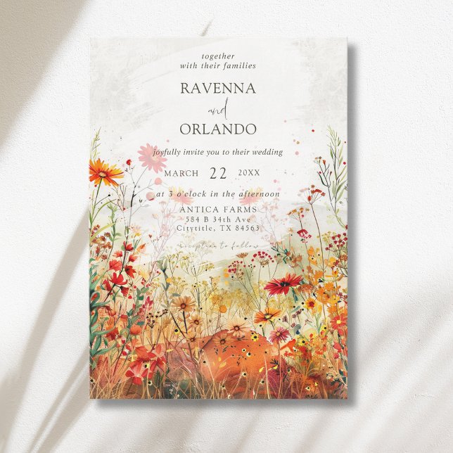Rustic Wildflower Meadow Fall Wedding Invitation (Creator Uploaded)