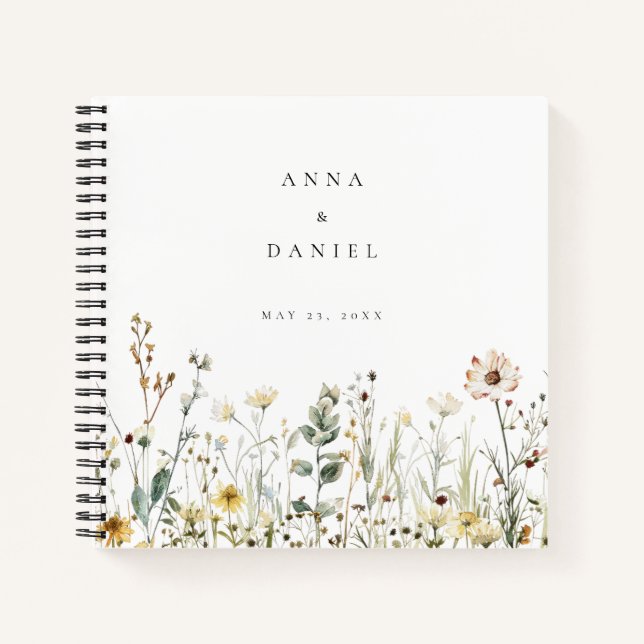 Rustic Wildflower Meadow Wedding Guest Book (Front)