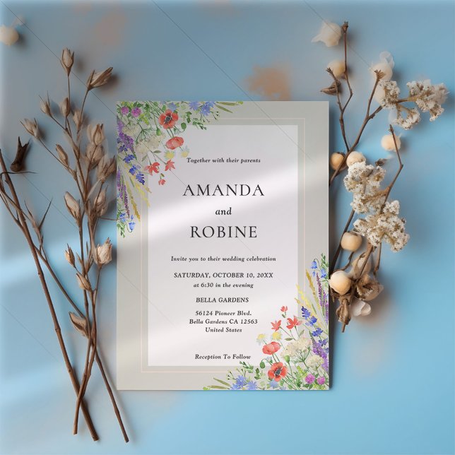 Rustic Wildflower Meadow Wedding Invitation (Creator Uploaded)