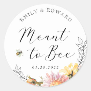 Rustic Wildflower Meant to Bee Wedding Favour Classic Round Sticker