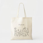 Rustic Wildflower Minimalist Name Tote Bag<br><div class="desc">Modern minimalist rustic style design featuring sketched wildflower composition. Great for bridal shower or wedding. Personalise it with your name or any other text.</div>