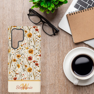 Rustic Wildflower Monogram - Boho Floral Pattern Samsung Galaxy Case