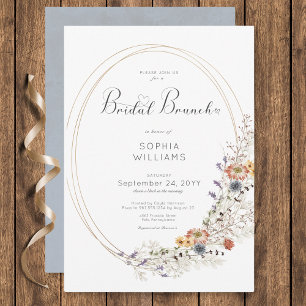 Rustic Wildflower Oval Frame Bridal Brunch Invitation