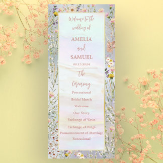 Rustic Wildflower Pastel Garden Wedding Programme
