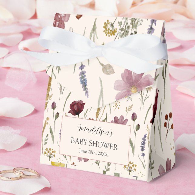 Rustic Wildflower Pattern Baby Shower Favour Tent Box (Wedding)