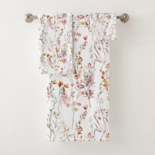 Rustic Wildflower Pattern Bath Towel Set