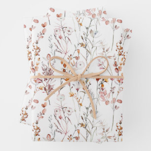 Rustic Wildflower Pattern Wrapping Paper Sheet