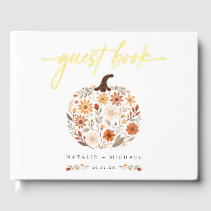 Rustic Wildflower Pumpkin Fall Wedding Guest Book