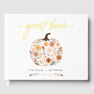 Rustic Wildflower Pumpkin Fall Wedding Guest Book