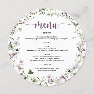 Rustic Wildflower Round Bridal Shower Menu
