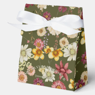 Rustic wildflower sage green baby shower favour box