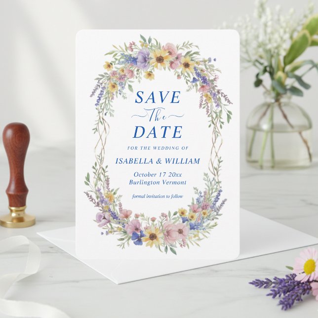 Rustic Wildflower Save The Date Botanical Luxe Invitation (Creator Uploaded)