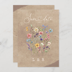 Rustic Wildflower Save the Date No Photo Wedding  Card