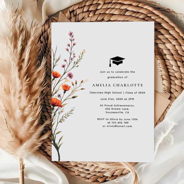 Rustic Wildflower Simple Graduation Party Invitation (Creator Uploaded)