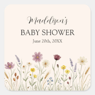Rustic Wildflower Square Stickers