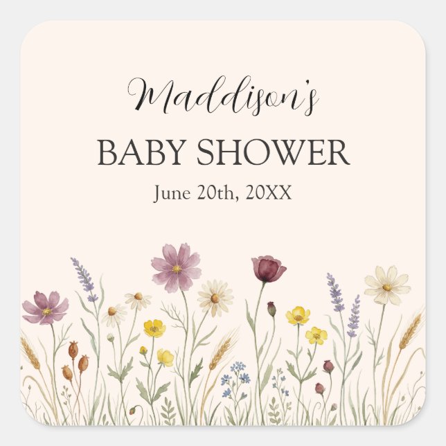 Rustic Wildflower Square Stickers (Front)