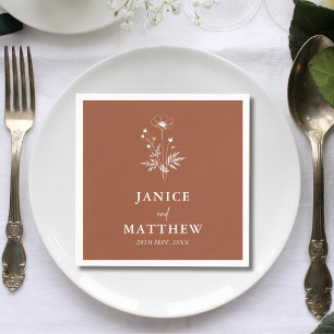 Rustic Wildflower Terracotta Boho Wedding Napkin