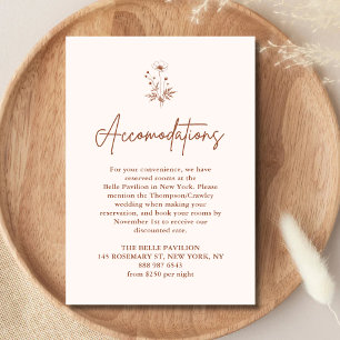 Rustic Wildflower Terracotta Wedding Accomodations Enclosure Card