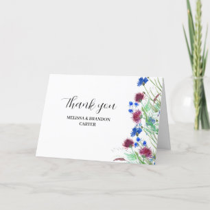Rustic Wildflower Thistle Wedding Thank you  Card