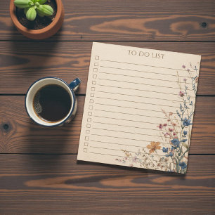 Rustic Wildflower To Do List Teacher Nature Gift Notepad