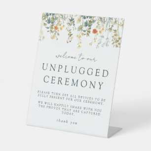 Rustic Wildflower Unplugged Ceremony Wedding Pedestal Sign