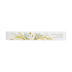 Rustic Wildflower Watercolor Wreath Wedding Wrap Around Label